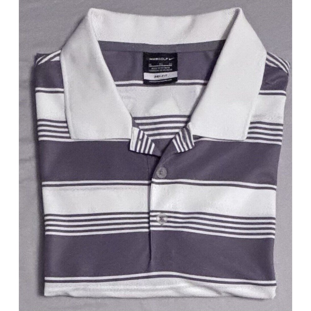 Nike Golf Gray Polo and White Stripes XL Dri‎ Fit Short Sleeves 3 buttons